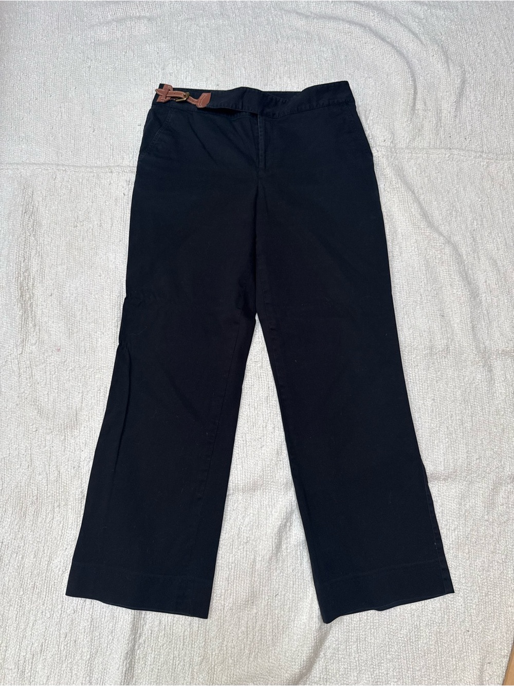 Lauren Ralph Lauren Black Straight Leg Belted Style Chinos Ankle Length Size 10